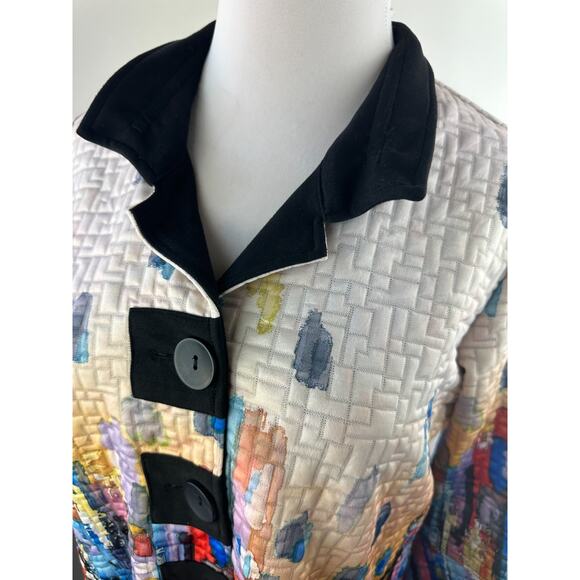 Ali Miles Textured Colorful Modernist Art to Wear Button Front Jacket Size Large - Picture 5 of 12